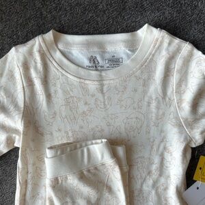 Cream Kids' Long Sleeve PJ Set with Subtle Print